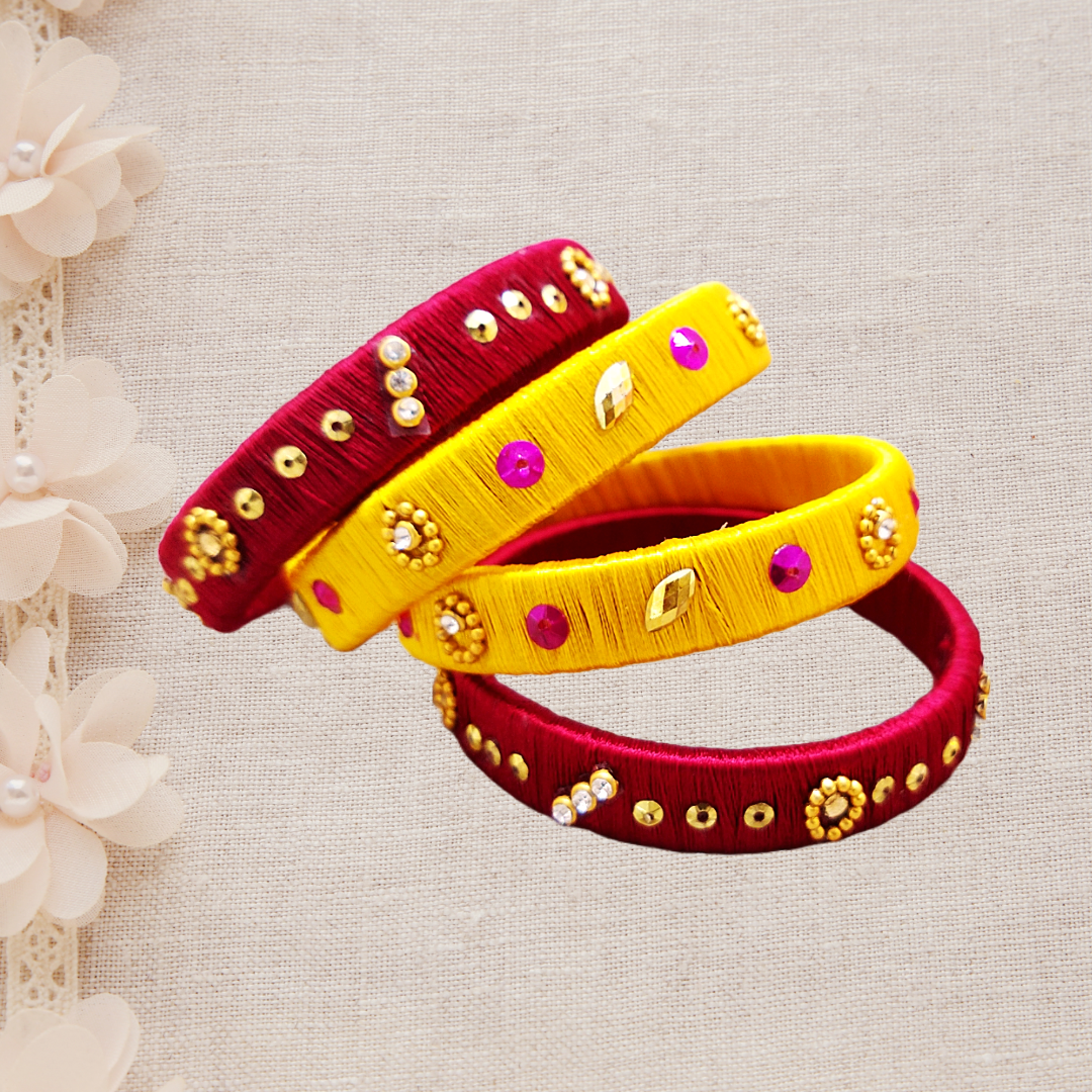 Silk Bangles - Quartet of Beauty (Set of 4) - Ahaeli