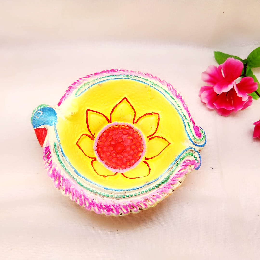Terracotta Diya - Big Peacock Designer Diya (Set of 1) - Ahaeli