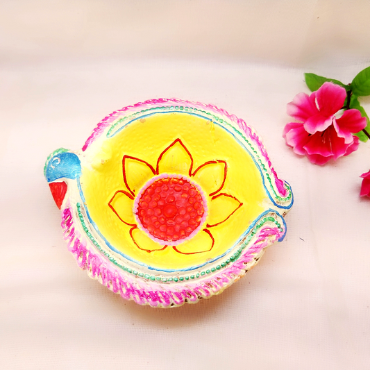 Terracotta Diya - Big Peacock Designer Diya (Set of 1) - Ahaeli