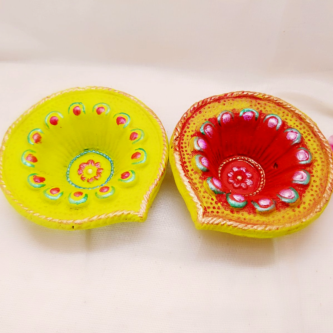 Terracotta Diya - Big Floral Designer Diya - Ahaeli