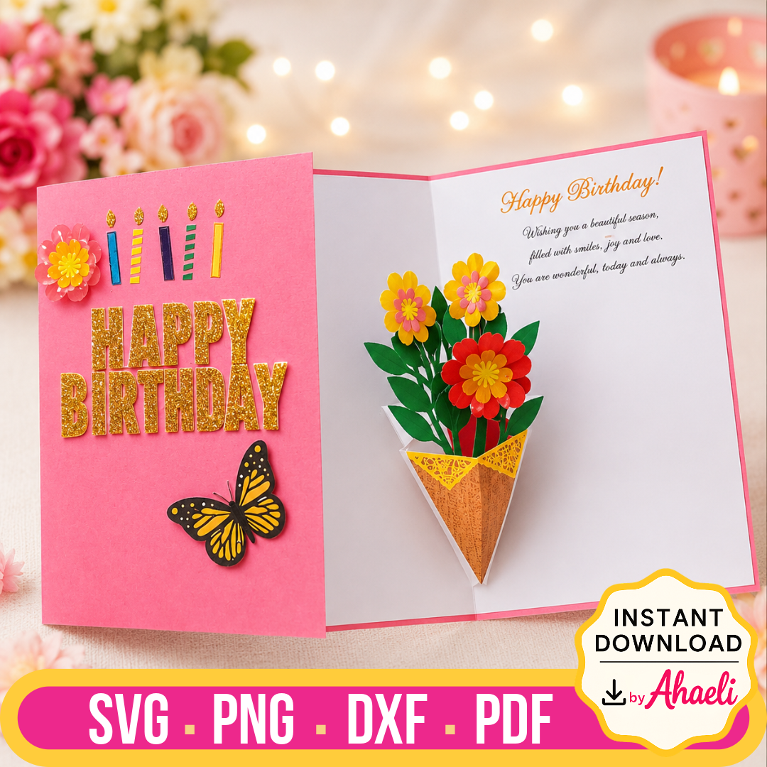 Floral Surprise Pop-up Card Templates