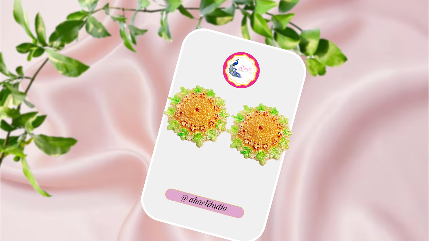 Earrings - Golden Meadow Floral Studs - Ahaeli