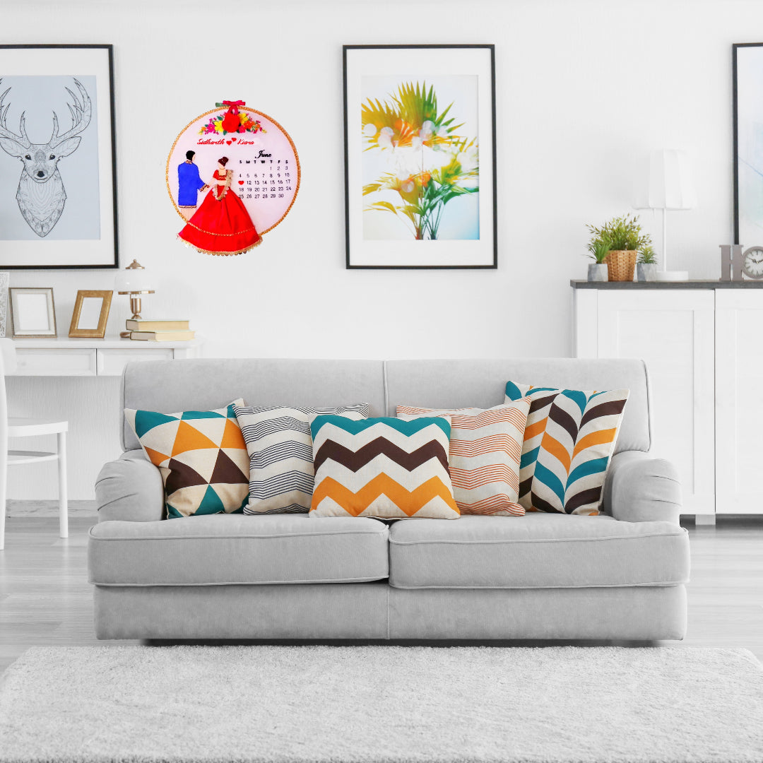 Embroidery Hoop Art - Bride & Groom Calendar - Ahaeli