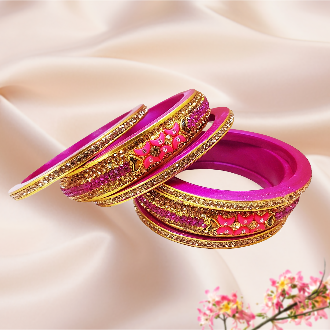 Lac Bangles - Magenta Majesty (Set of 6) - Ahaeli