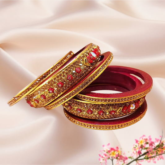 Lac Bangles - Maroon Elegance (Set of 6) - Ahaeli