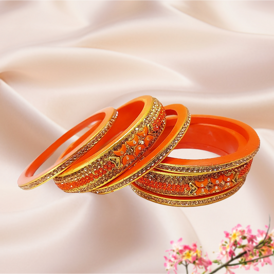 Lac Bangles - Orange Glow (Set of 6) - Ahaeli