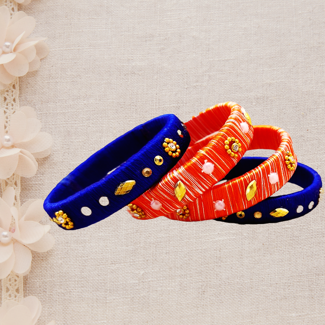 Silk Bangles - Captivating Duo (Set of 4) - Ahaeli