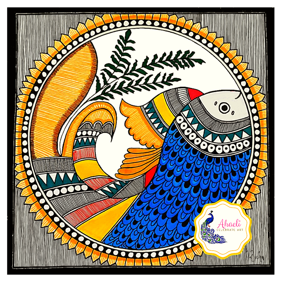 Paintings - Fish Whispers (Mithila Art) - Ahaeli