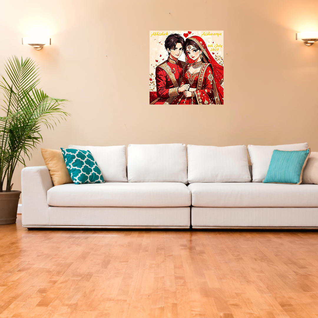 Personalized Indian Wedding Art - Scarlet Serenade