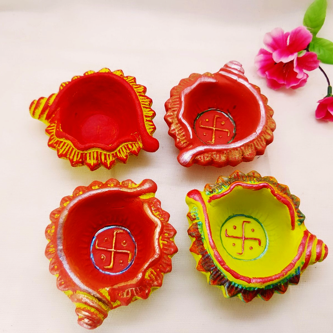 Terracotta Diya - Shankh Shape Designer Diya - Ahaeli