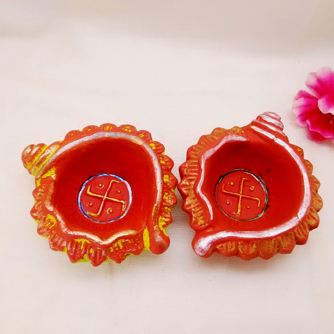Terracotta Diya - Shankh Shape Designer Diya - Ahaeli