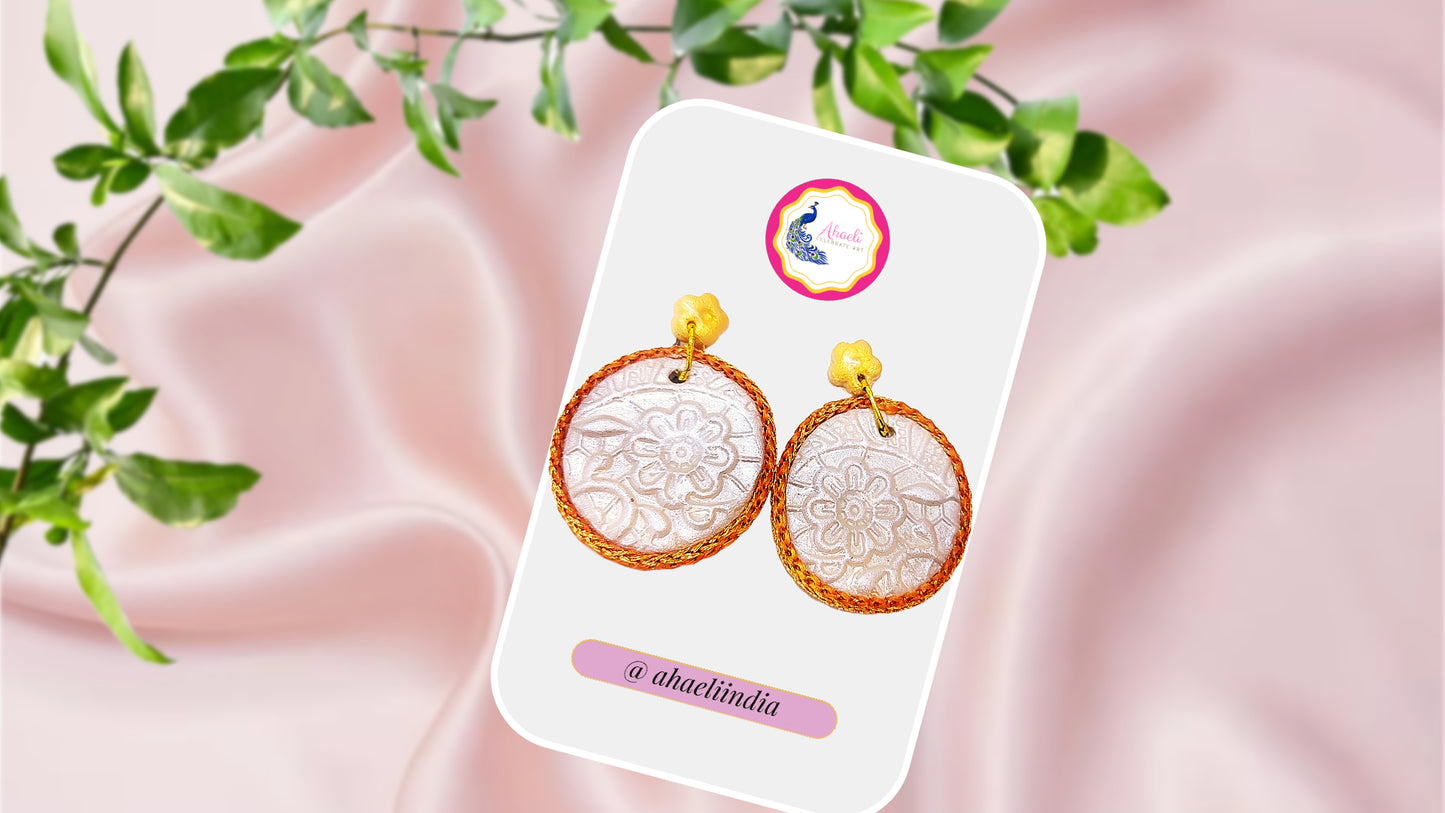 Earrings - Pearly Embossed Garden Loops - Ahaeli