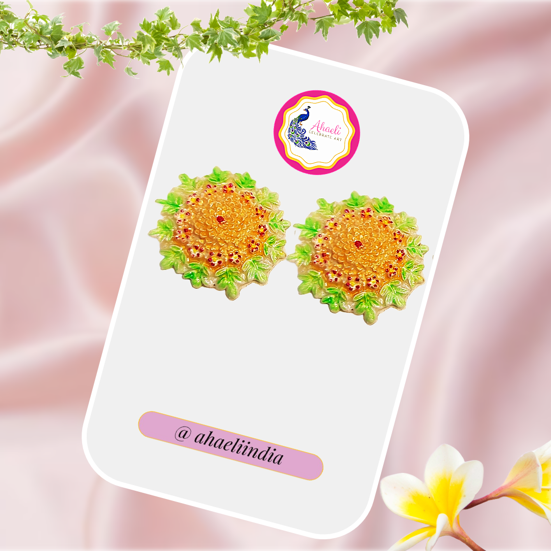 Earrings - Golden Meadow Floral Studs - Ahaeli
