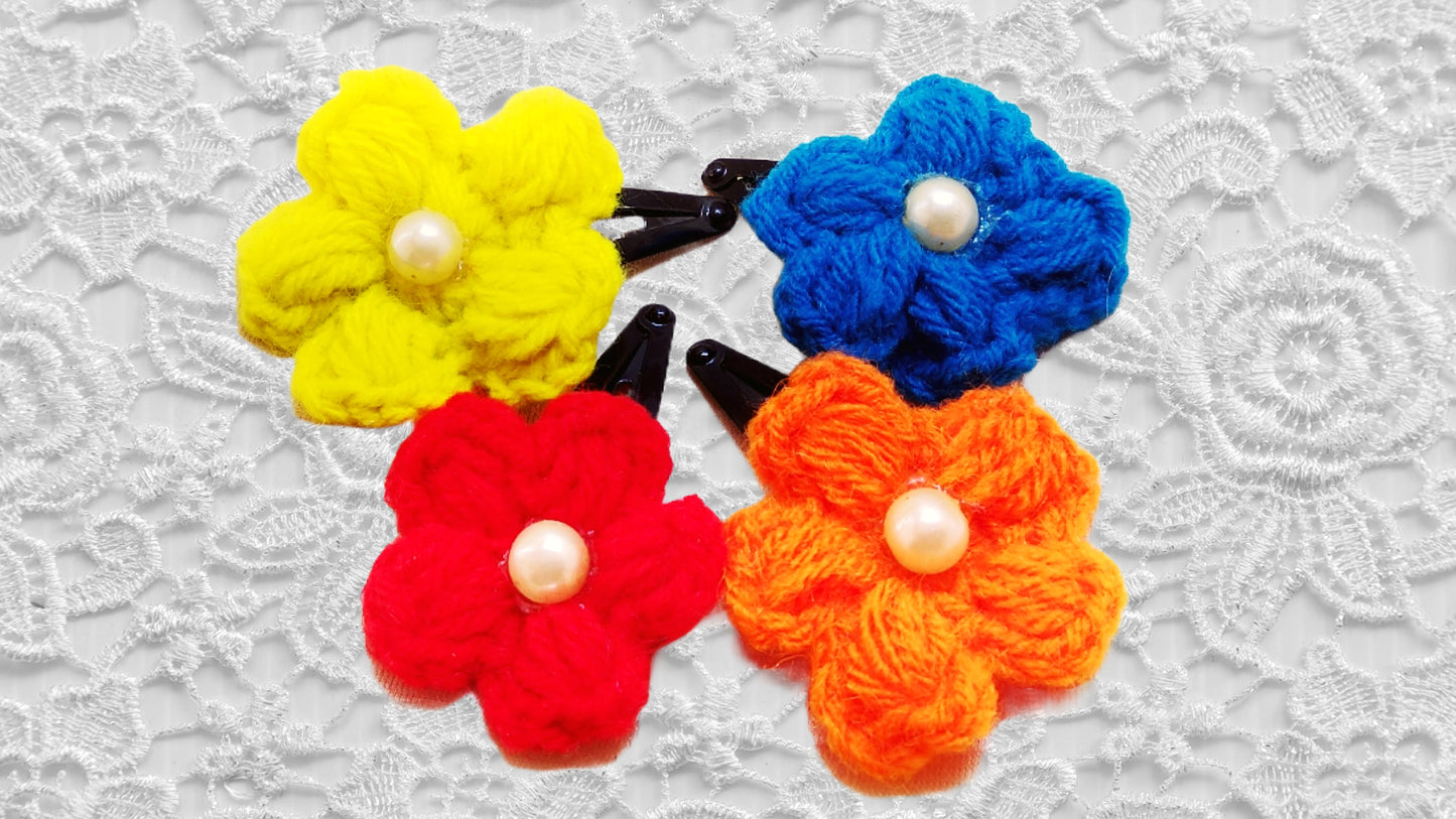 Daffodils Crochet Tic Tacs With Pearl - Set of 4 - Ahaeli