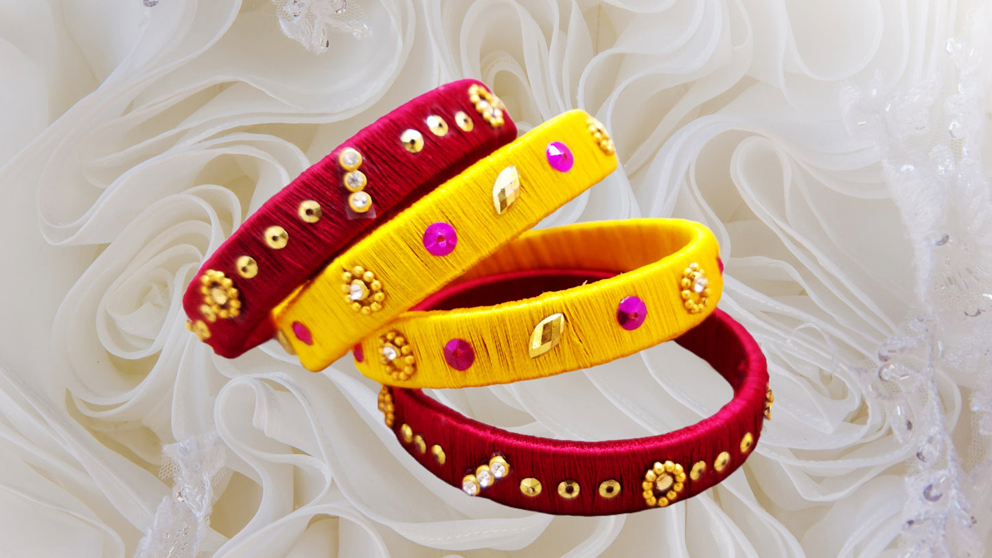 Silk Bangles - Quartet of Beauty (Set of 4) - Ahaeli
