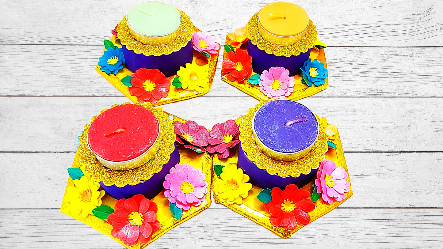 Diwali SVG Files: Floral Tealight Holder - Ahaeli
