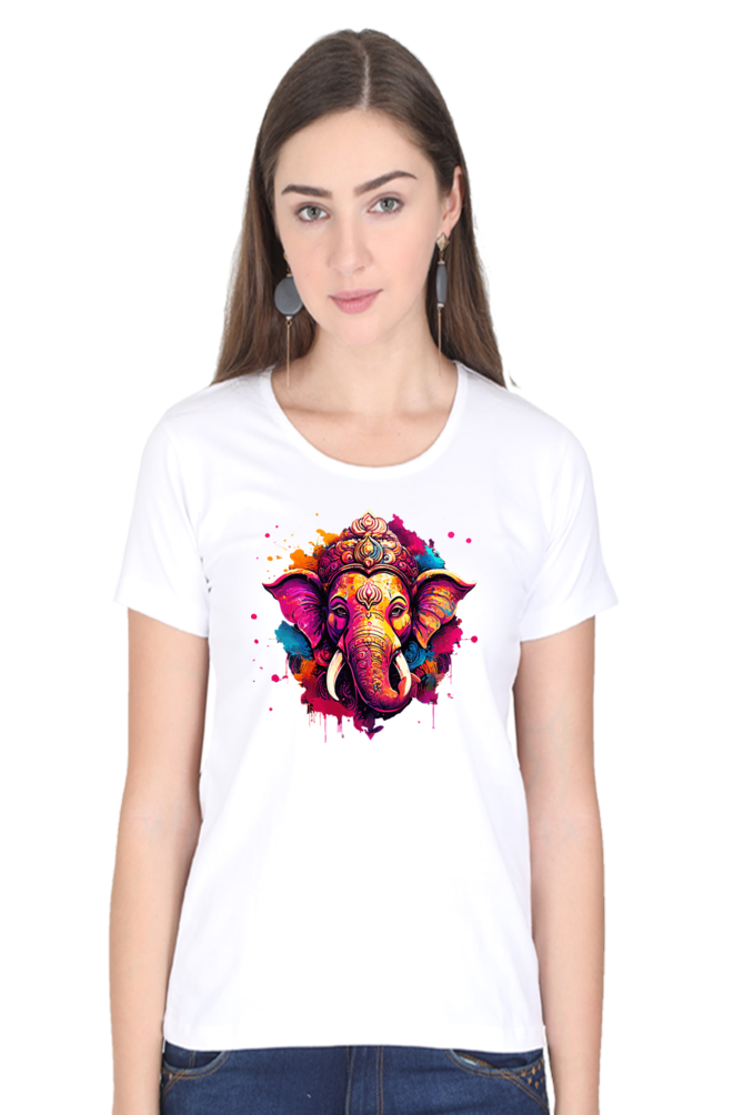 Women's T-Shirt - Ganesha's Holi Splash - Ahaeli