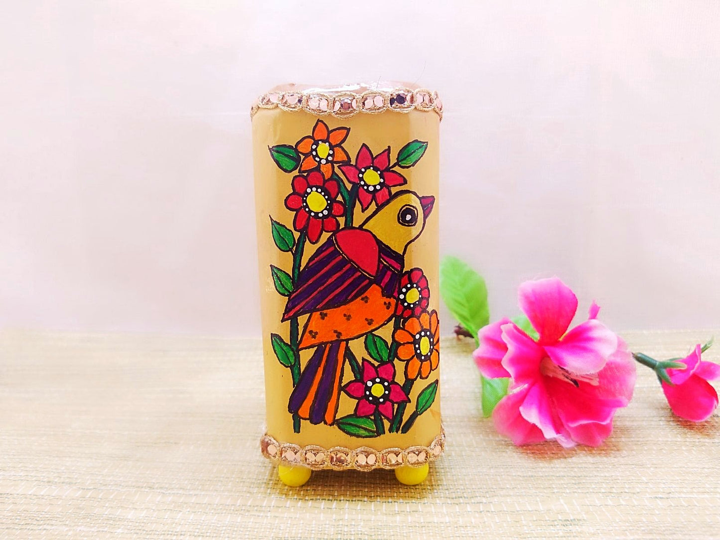 Pen Stand - Bird Design Mithila Art - Ahaeli