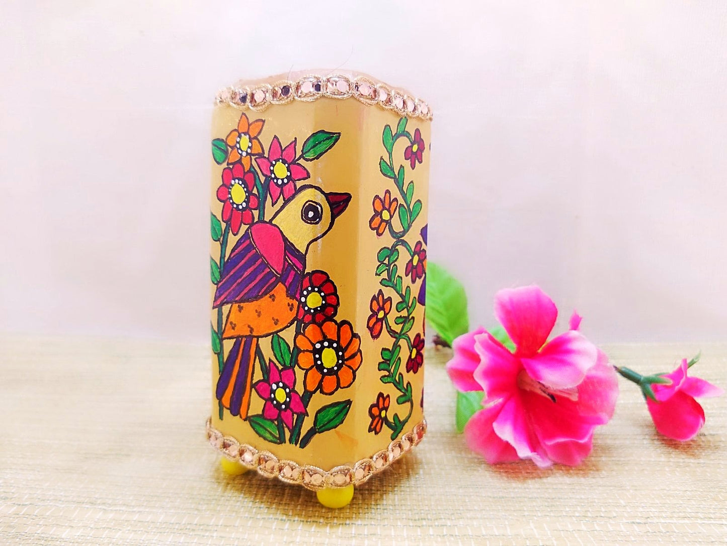 Pen Stand - Bird Design Mithila Art - Ahaeli