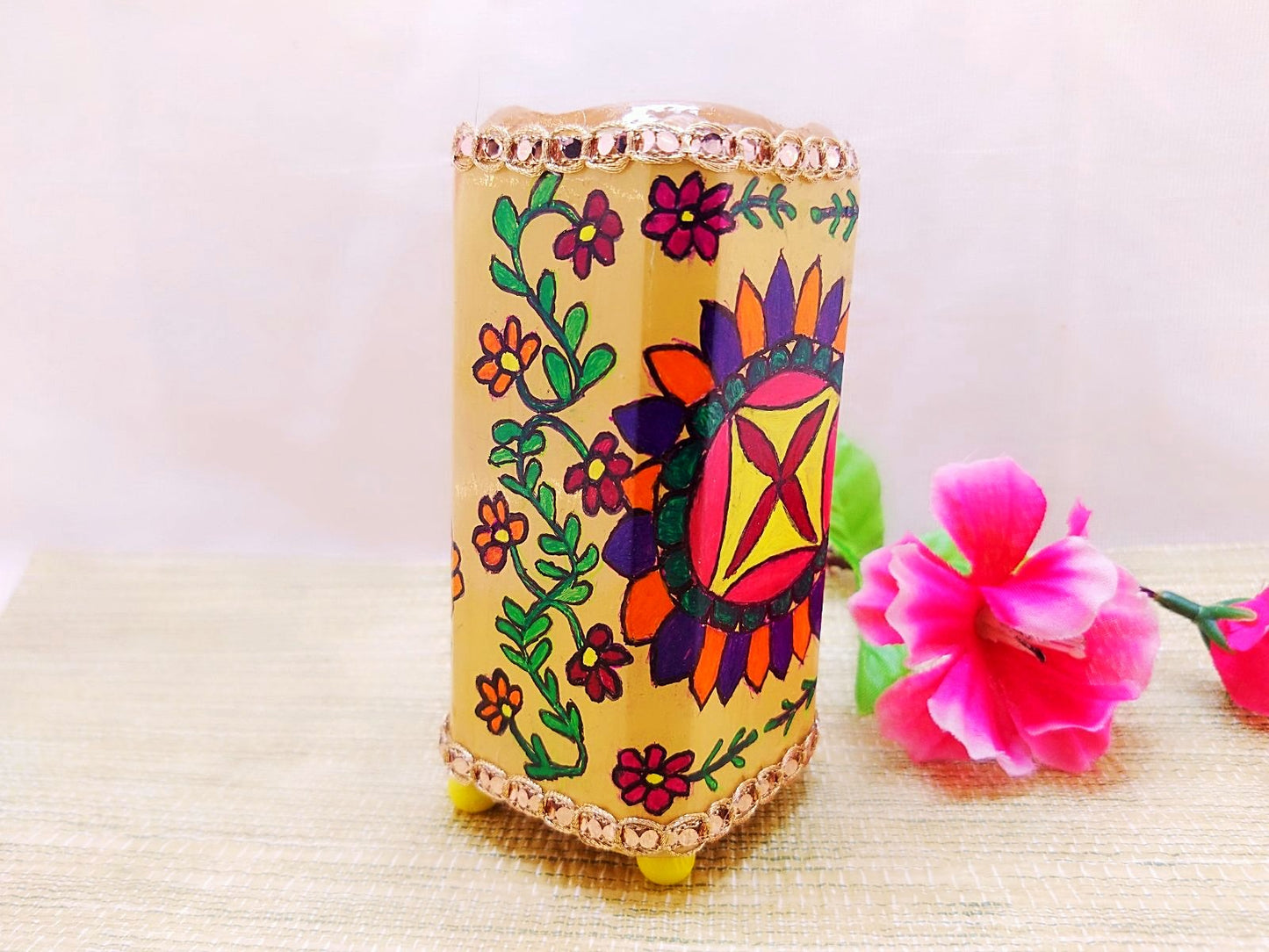 Pen Stand - Bird Design Mithila Art - Ahaeli