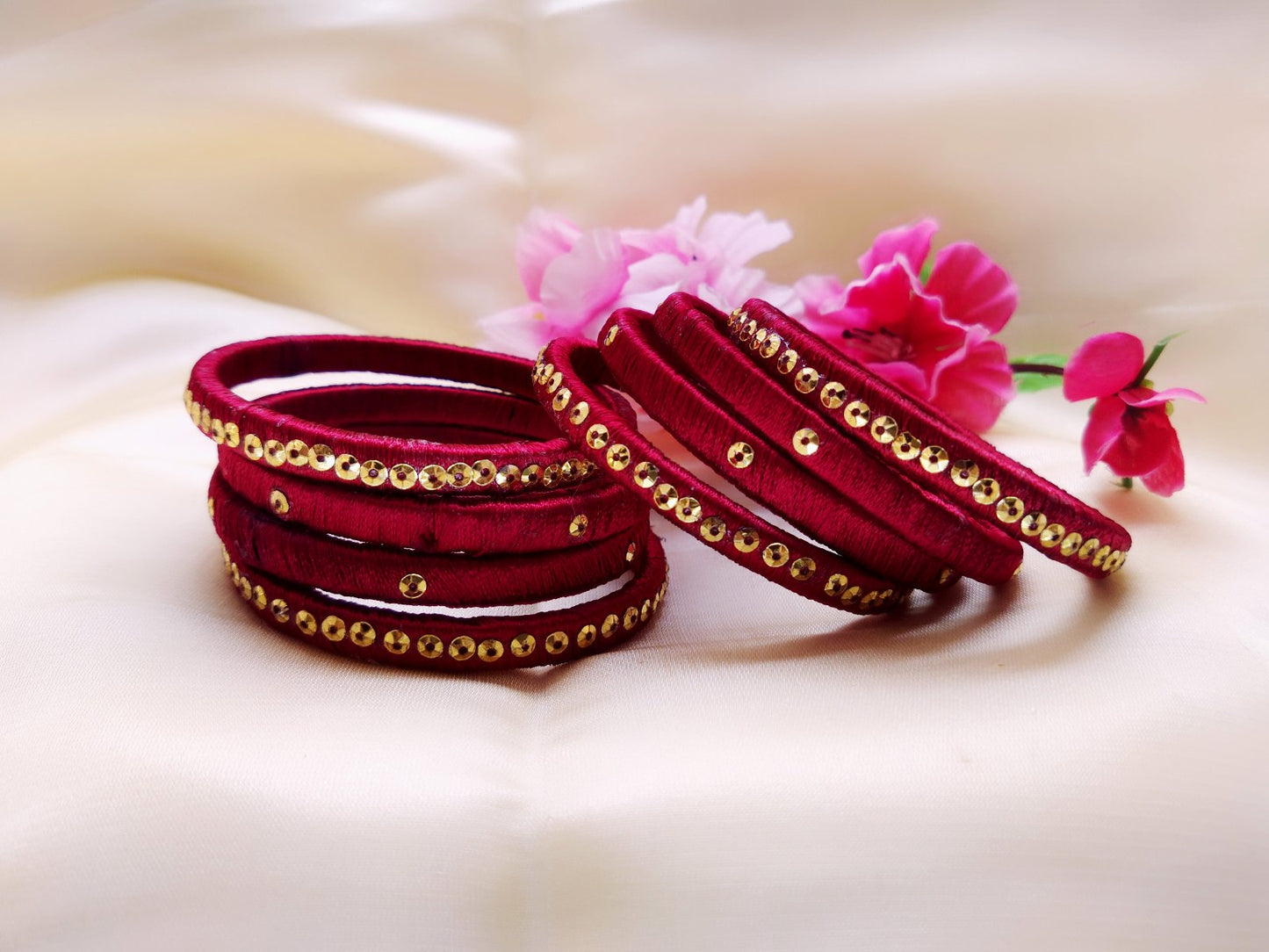 Silk Bangles - Maroon - Ahaeli
