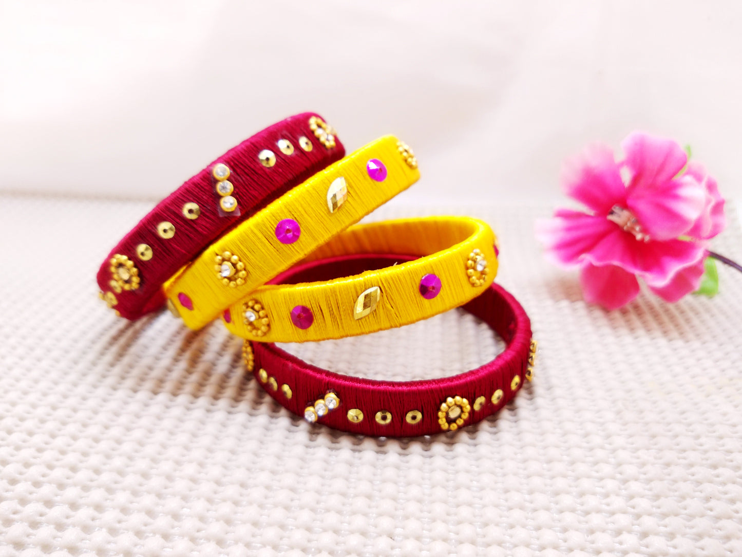 Silk Bangles - Bangles (Set of 4) - Ahaeli