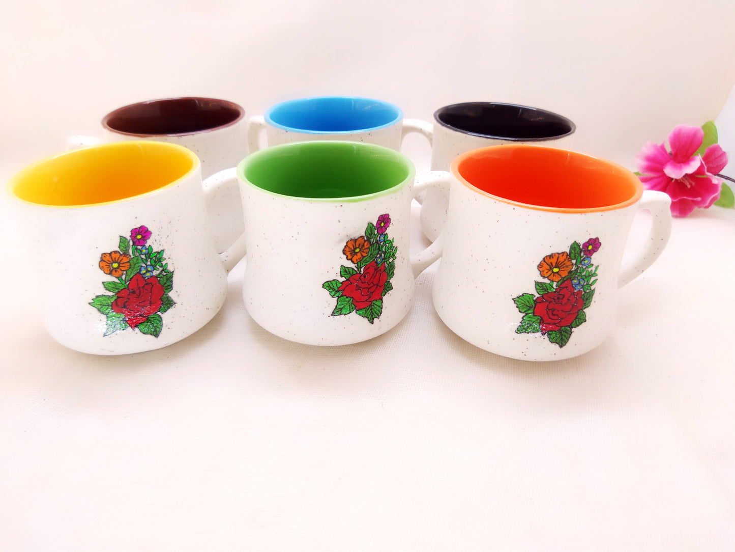 Kettle - Handpainted Flower Design with Tea Cups - Ahaeli