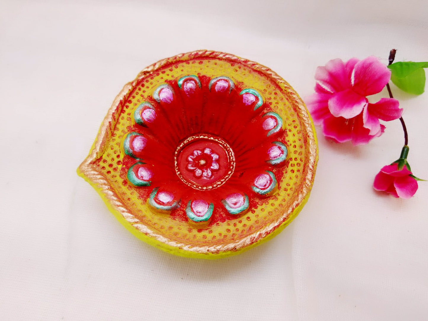 Terracotta Diya - Big Floral Designer Diya - Ahaeli