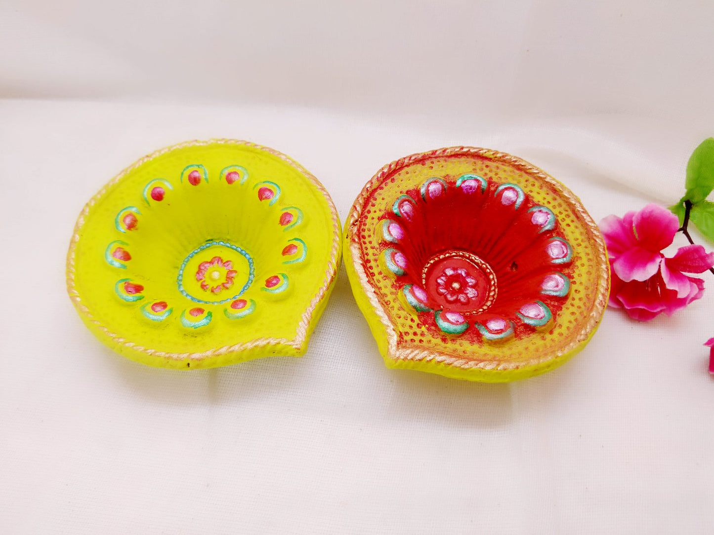 Terracotta Diya - Big Floral Designer Diya - Ahaeli