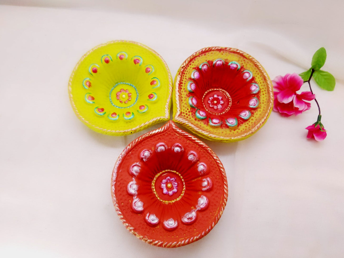 Terracotta Diya - Big Floral Designer Diya - Ahaeli