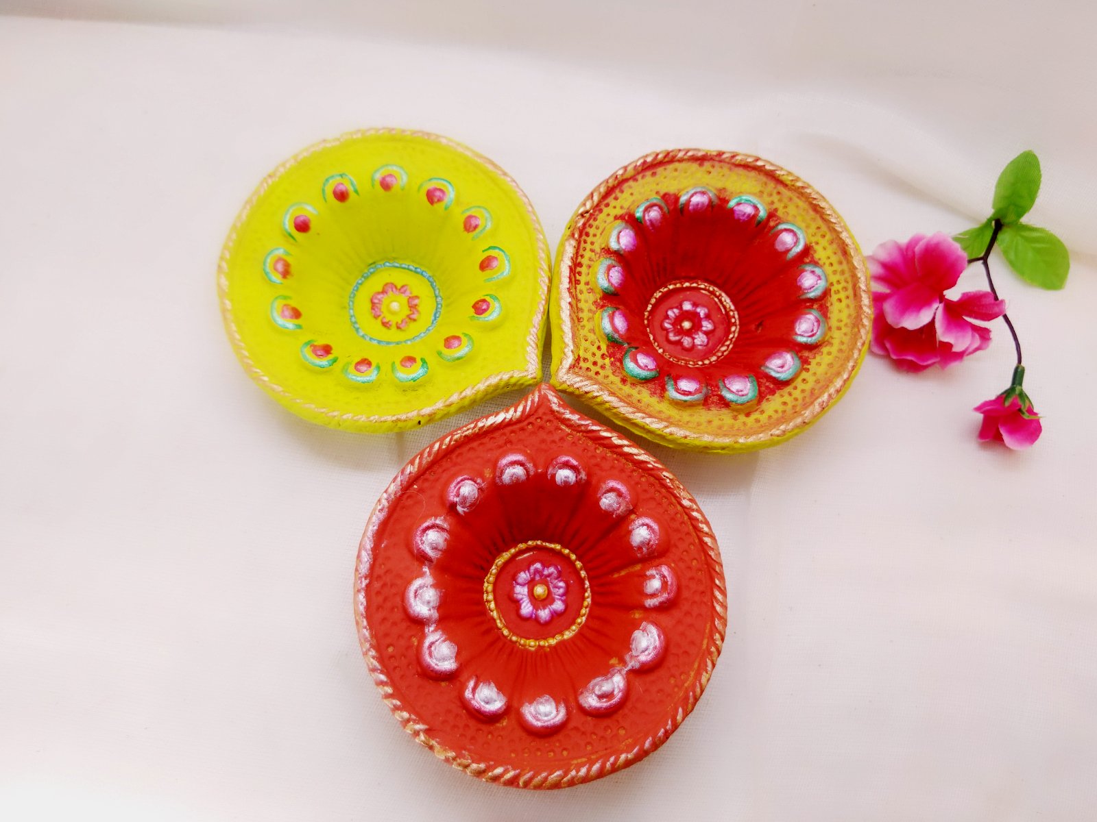 Terracotta Diya - Big Floral Designer Diya - Ahaeli