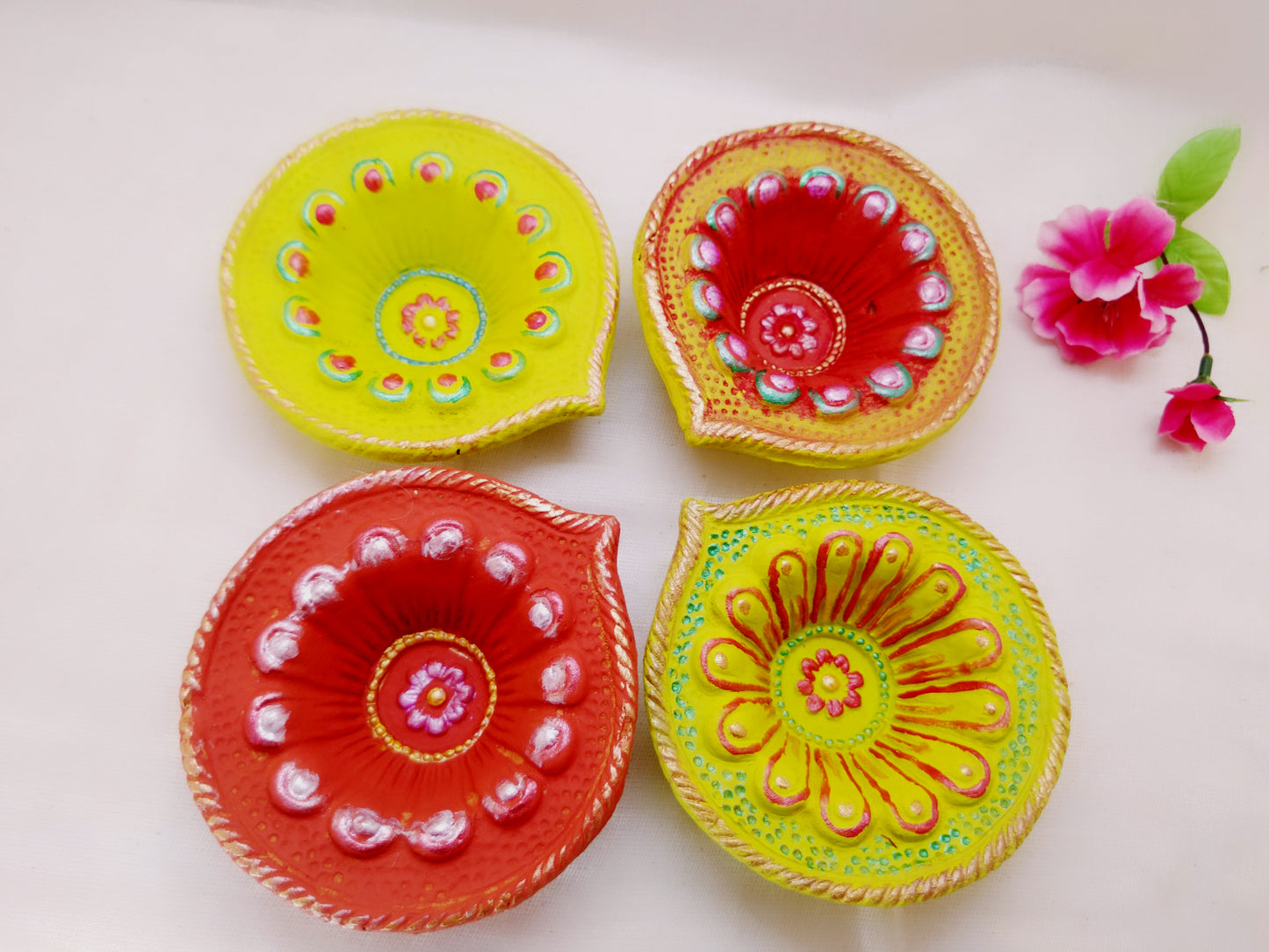 Terracotta Diya - Big Floral Designer Diya - Ahaeli