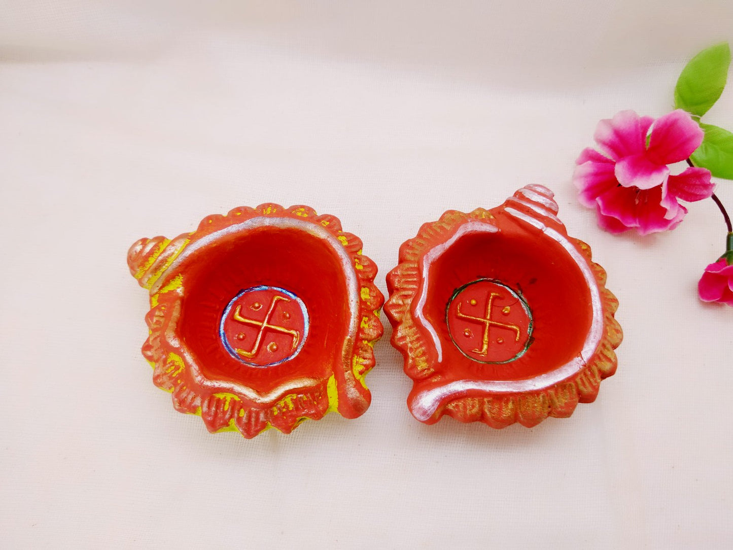 Terracotta Diya - Shankh Shape Designer Diya - Ahaeli