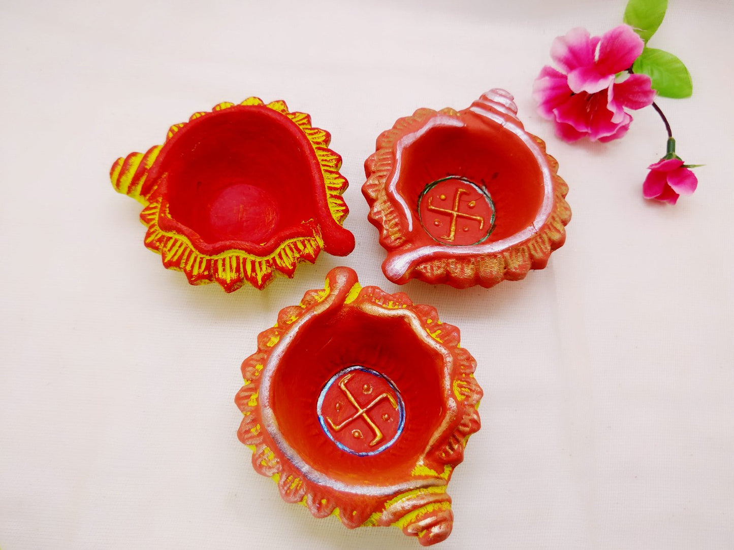Terracotta Diya - Shankh Shape Designer Diya - Ahaeli