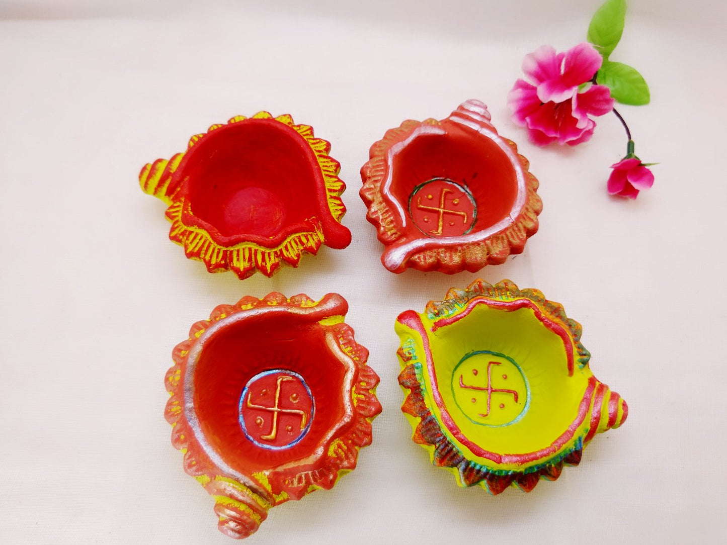 Terracotta Diya - Shankh Shape Designer Diya - Ahaeli