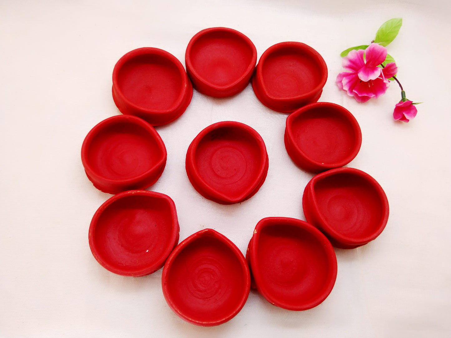 Terracotta Diya - Bright Red - Ahaeli