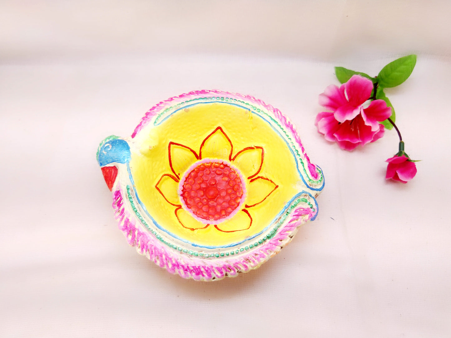 Terracotta Diya - Big Peacock Designer Diya (Set of 1) - Ahaeli
