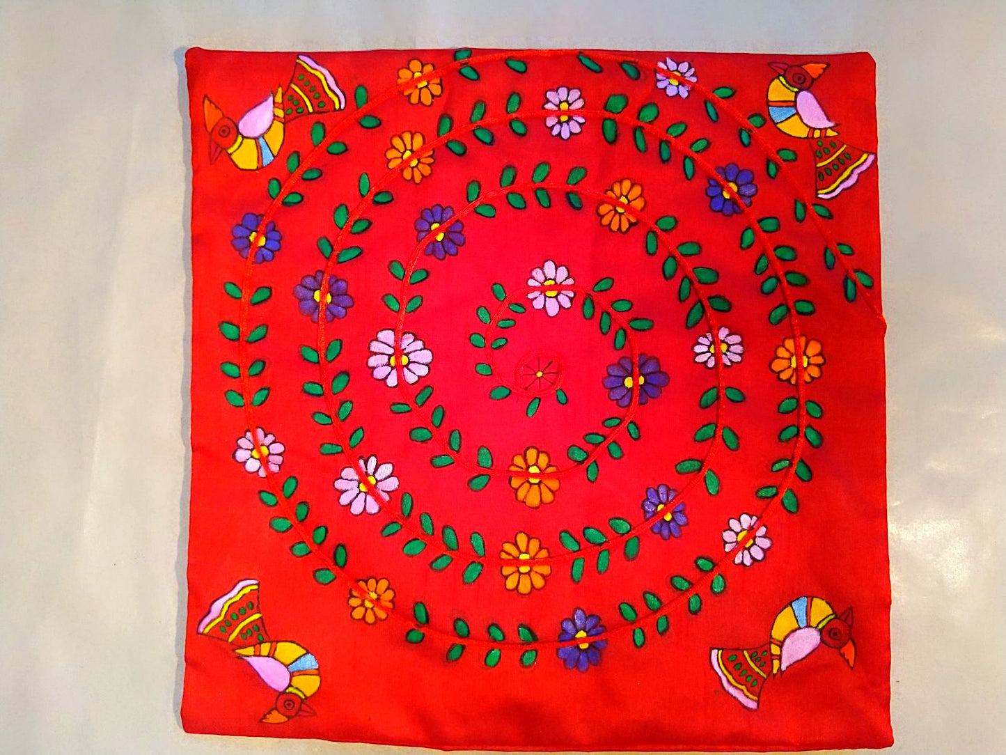 Cushion Cover - Floral Mithila Art - Ahaeli