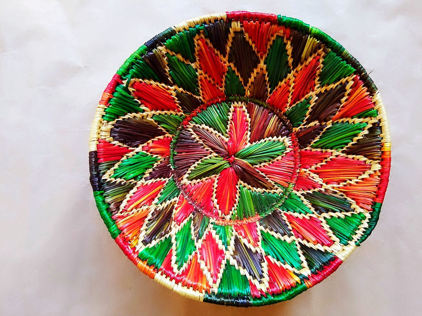 Sikki Grass Decorative Basket- Red & Green Floral Small - Ahaeli
