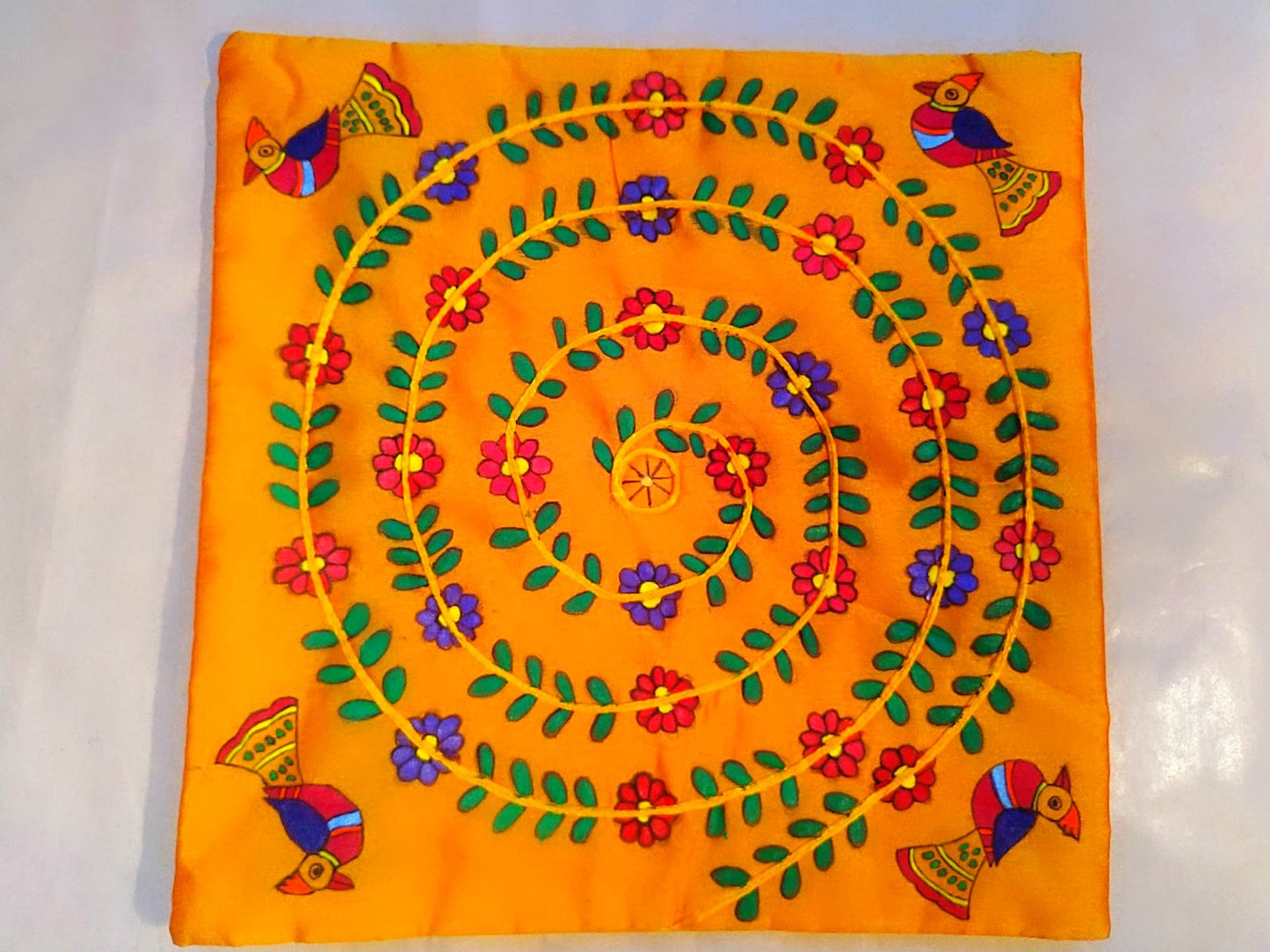 Cushion Cover - Floral Mithila Art - Ahaeli