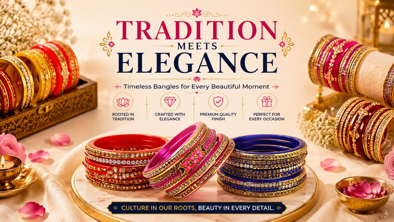 Handcrafted lac bangles collection featuring traditional Indian designs