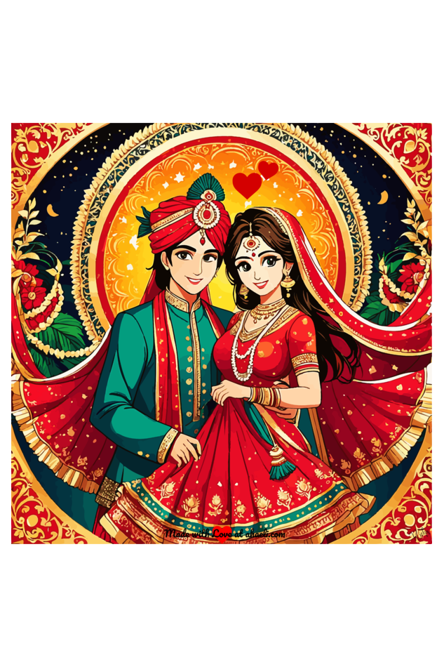 Personalized Indian Wedding Art - Regal Romance - Ahaeli