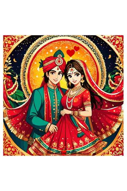 Personalized Indian Wedding Art - Regal Romance - Ahaeli