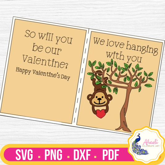 Valentine's Monkey Love Card - Ahaeli