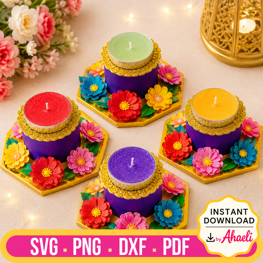 Floral Diwali Tealight Holder Templates
