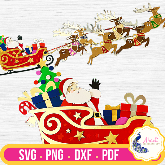 Giant Santa Sleigh and Reindeer