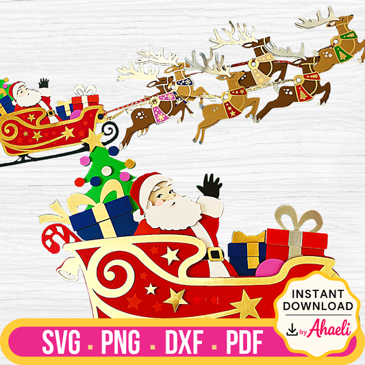 Giant Santa Sleigh and Reindeer