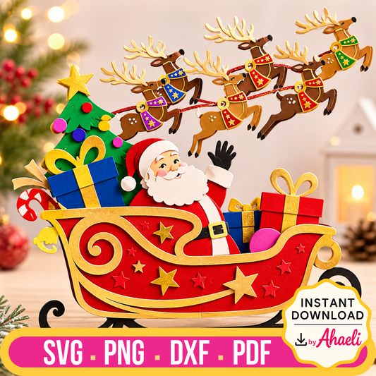 Giant Santa Sleigh and Reindeer