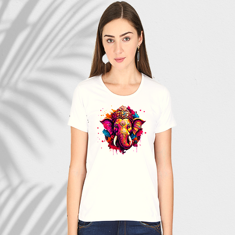 Women's T-Shirt - Ganesha's Holi Splash - Ahaeli