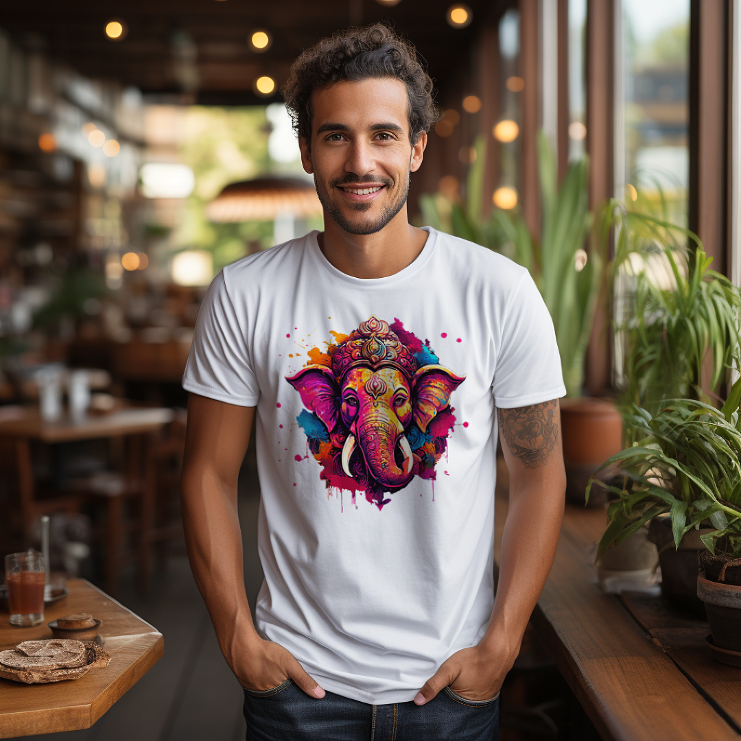 Men's T-Shirt - Ganesha's Holi Splash